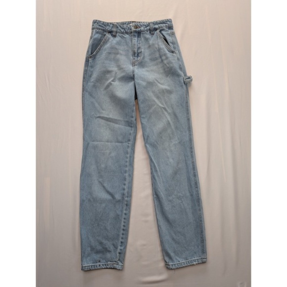 RSQ Light Wash High Rise Carpenter Jeans Light Blue Straight Leg Size 14 Juniors